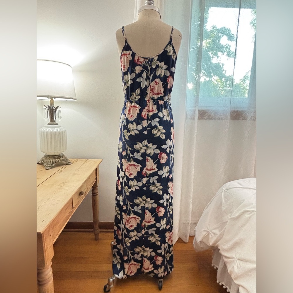 Blue Floral Faux-Wrap Dress, Medium, NWOT - Picture 6 of 12
